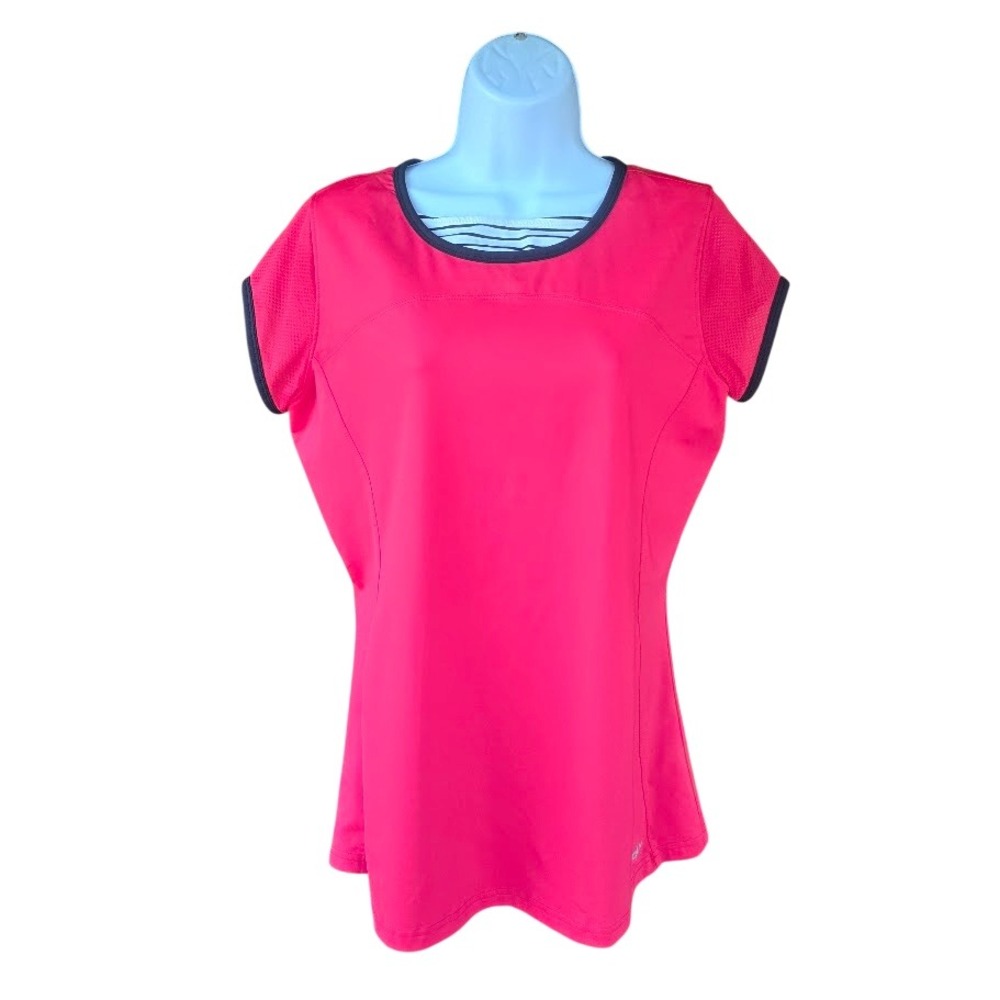 Bolle Tennis Top Womens Large Red Athletic Mesh Cap Sleeve Tenniscore Sporty